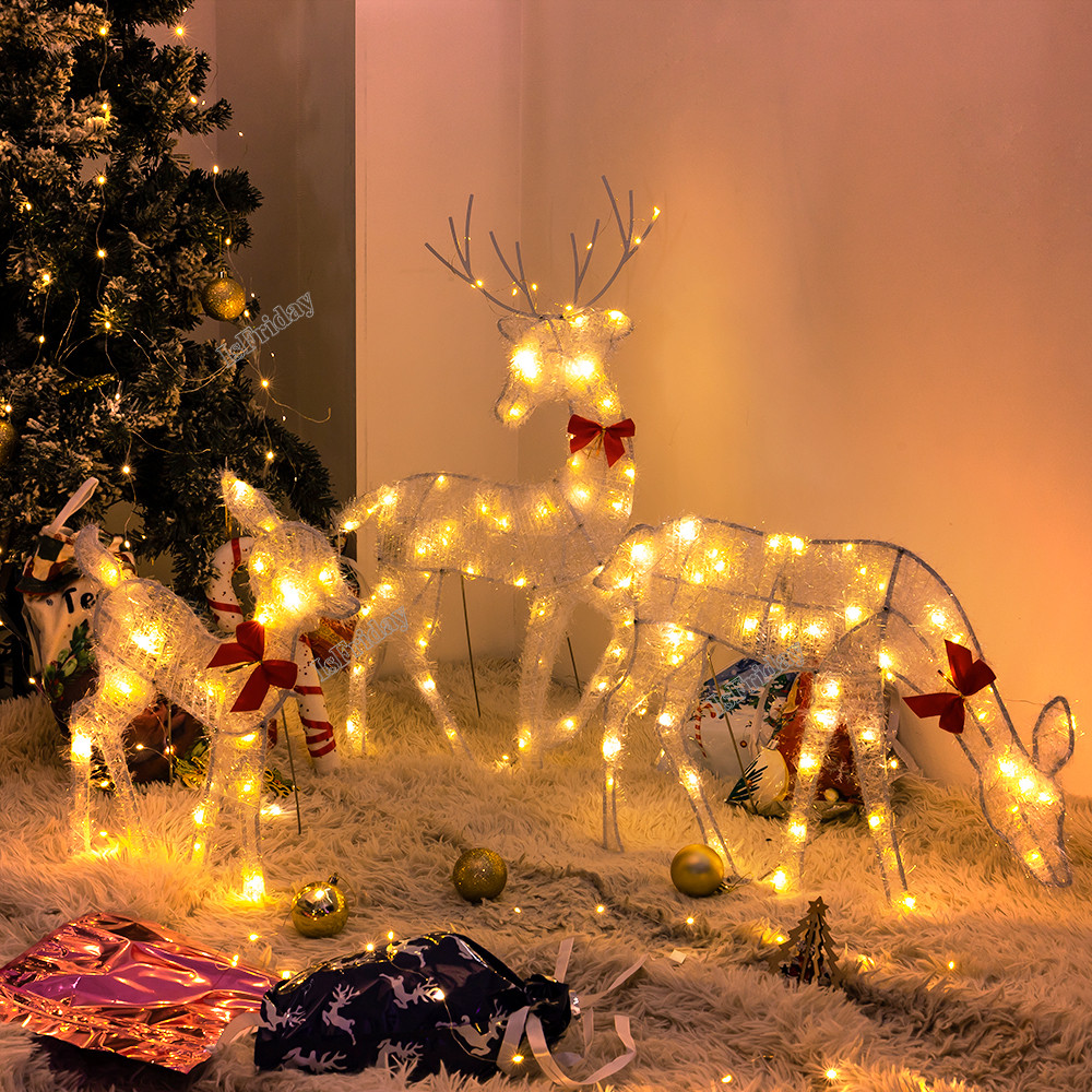 Jual Dekorasi Taman Natal Rusa Rusa Besi Bersinar Lampu LED Rusa Kutub ...