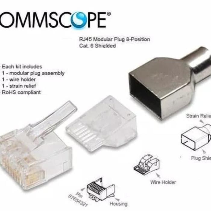 Jual Amp Konektor Rj45 Cat6 Commscope Connector Rj 45 Cat 6 Original ...