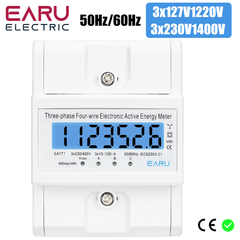 Jual NEW Din Rail 380V 3 Phase 4 Wire Energy Meter Power Consumption ...