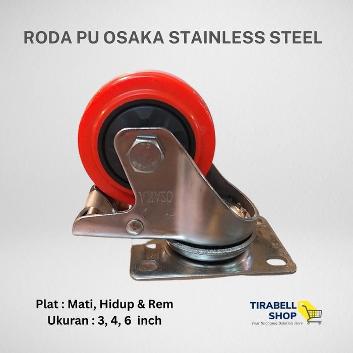 Jual Roda Trolley PU Osaka Bracket Stainless Steel Diameter : 3