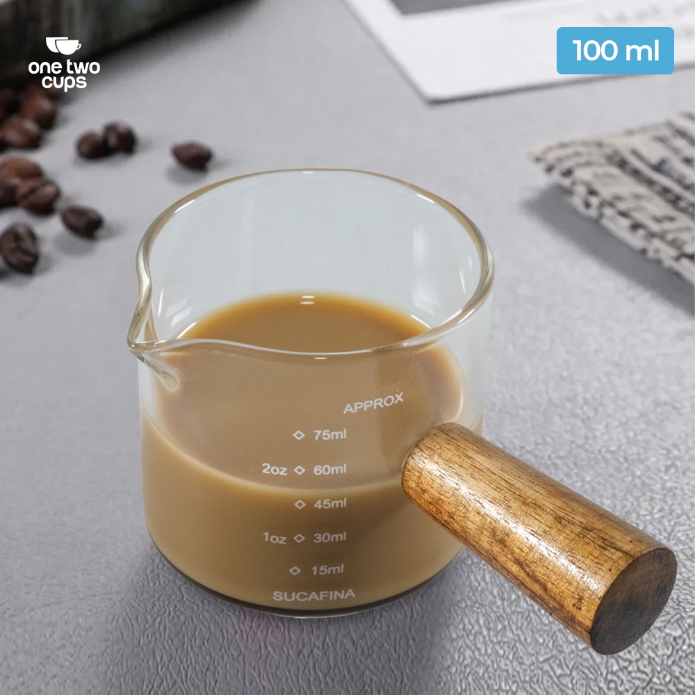 Jual HUMMI X One Two Cups Gelas Milk Jug Pitcher Handle Kayu Kopi Latte ...