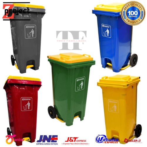 Jual PREMIUM KRISBOW tempat sampah pedal injak dan roda 120 Ltr / dust ...