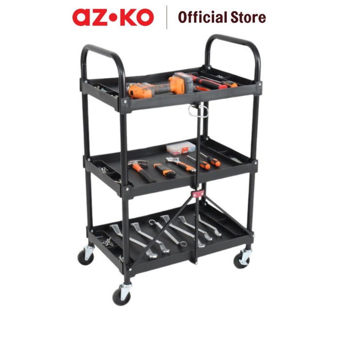 Jual AZKO Maxbuilt Troli Perkakas Lipat 3 Tingkat - Hitam Trolley Roda ...
