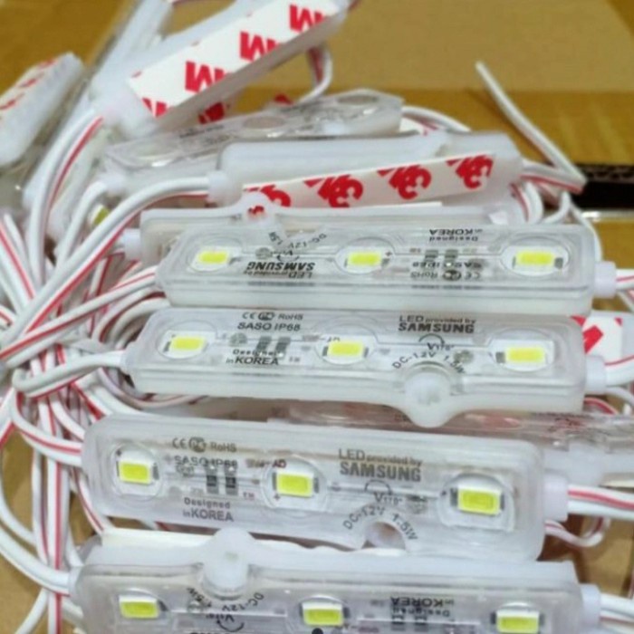 Jual led module Samsung 3 mata besar warna putih transparan 1.5W 12V ...