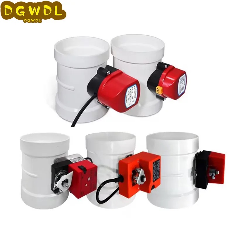 Jual 220V AC Plastic ABS Electric Air Damper PVC Motorized Pipe Control ...