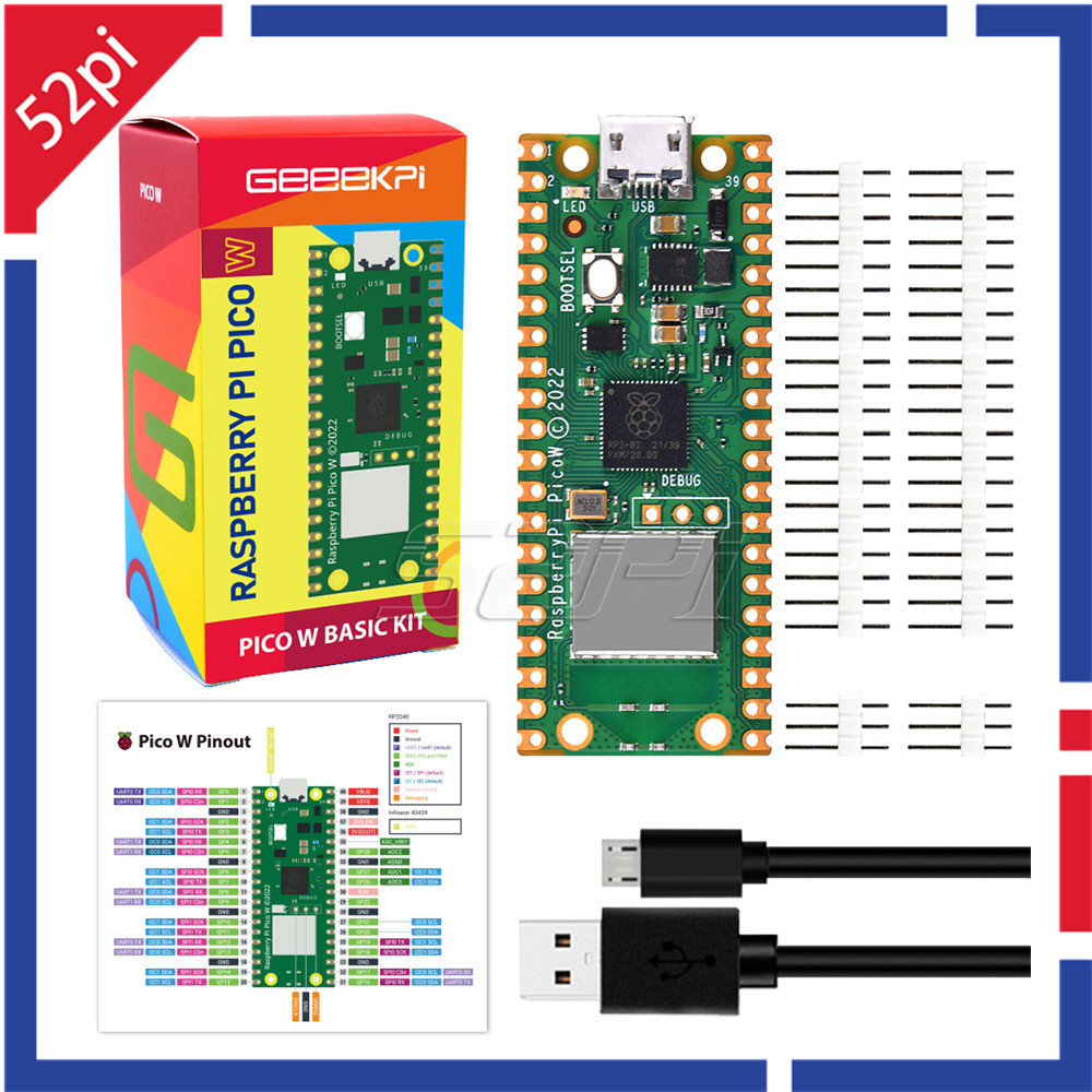 Jual NEW 52Pi Raspberry Pi Pico W with Header RPi Pico Wireless WiFi ...