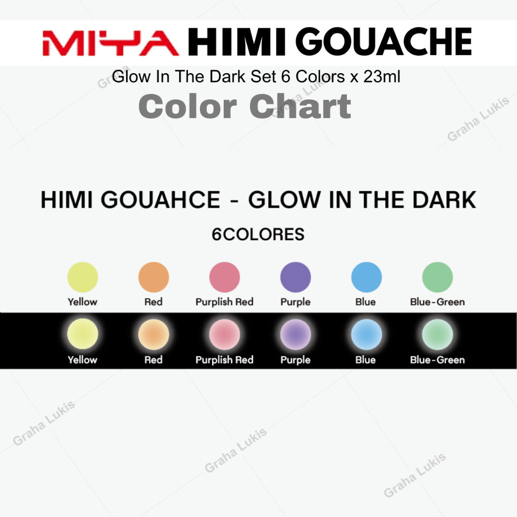 Jual Miya Himi Gouache Set 6 Colors x 23ml / Glow In The Dark - Cat ...