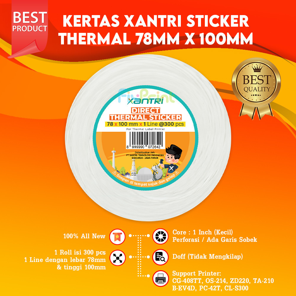 Jual Kertas Print Resi Pengiriman Label Printer Thermal Barcode 100x100 ...