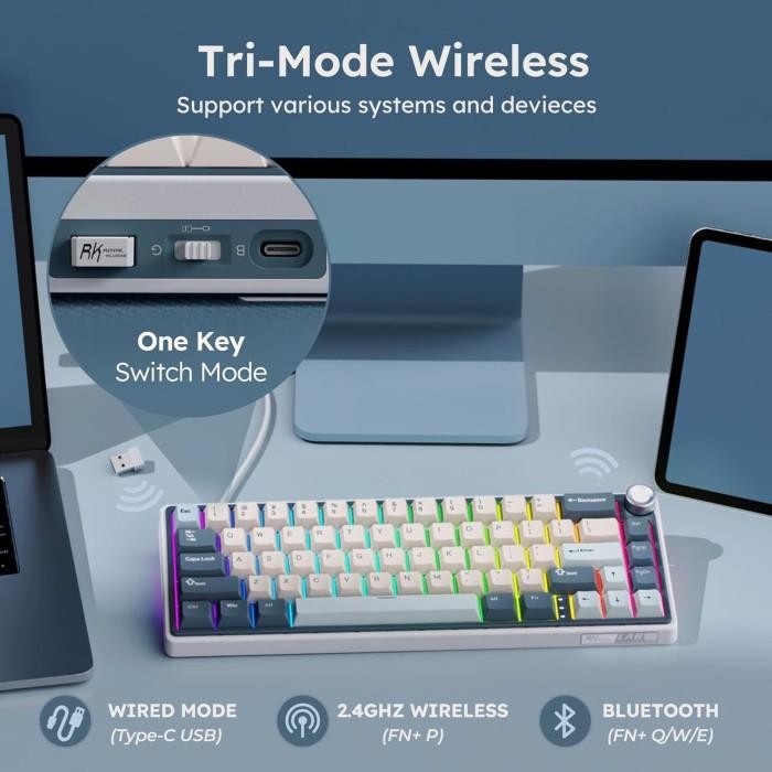 Jual Techlynx- Royal Kludge Rk R65 Wireless Qmk/Via 3-Mode Knob 65% ...