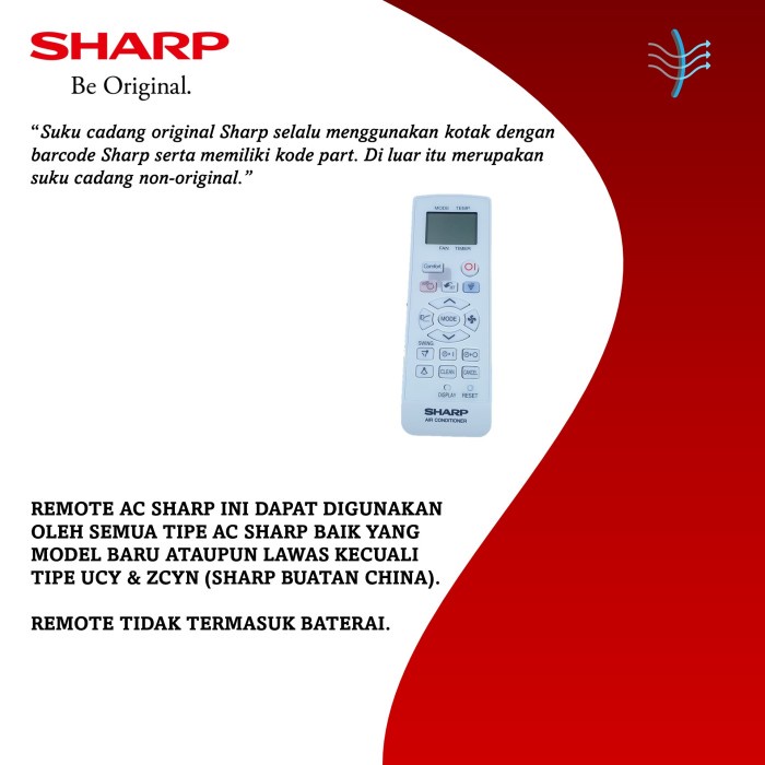 Jual Remote AC Sharp Original (Tipe CRMC-A901JBEZ) | Shopee Indonesia