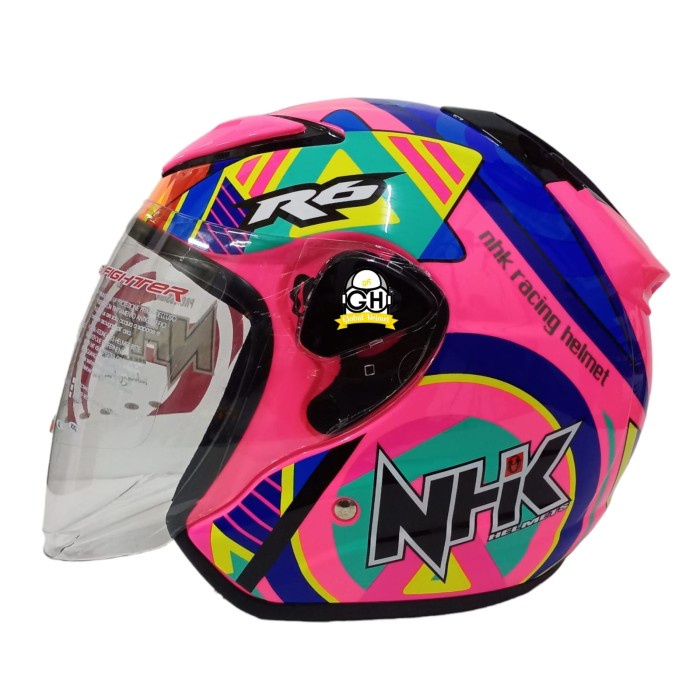 Jual Helm Half Face Nhk R6 R-6 Motif Pigment Pink Flo | Shopee Indonesia