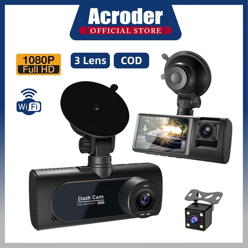 Jual Acroder Dah Cam Wifi 1080P Hd 3 Len Night Viion 24 Hour Loop ...
