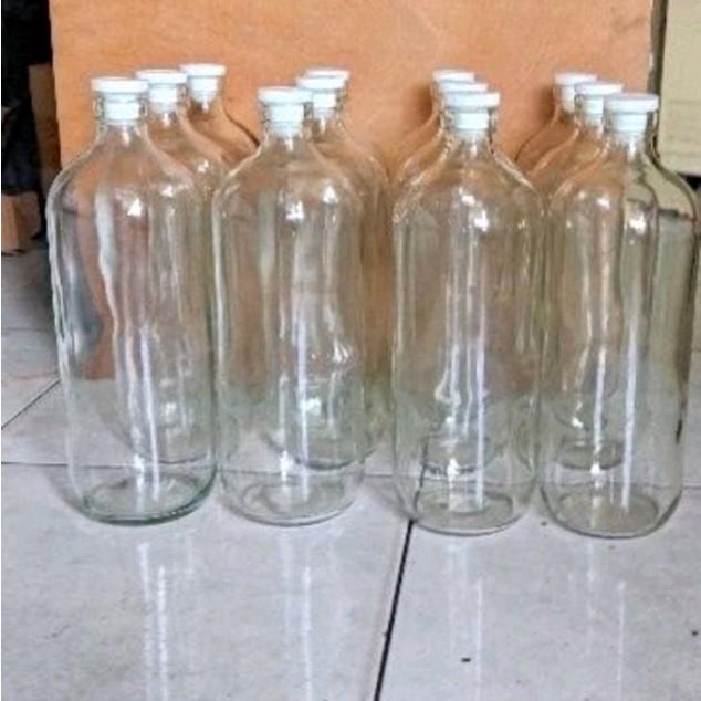 Jual Botol kaca 1 liter paket 12 PCs Botol bensin botol jamu botol ...