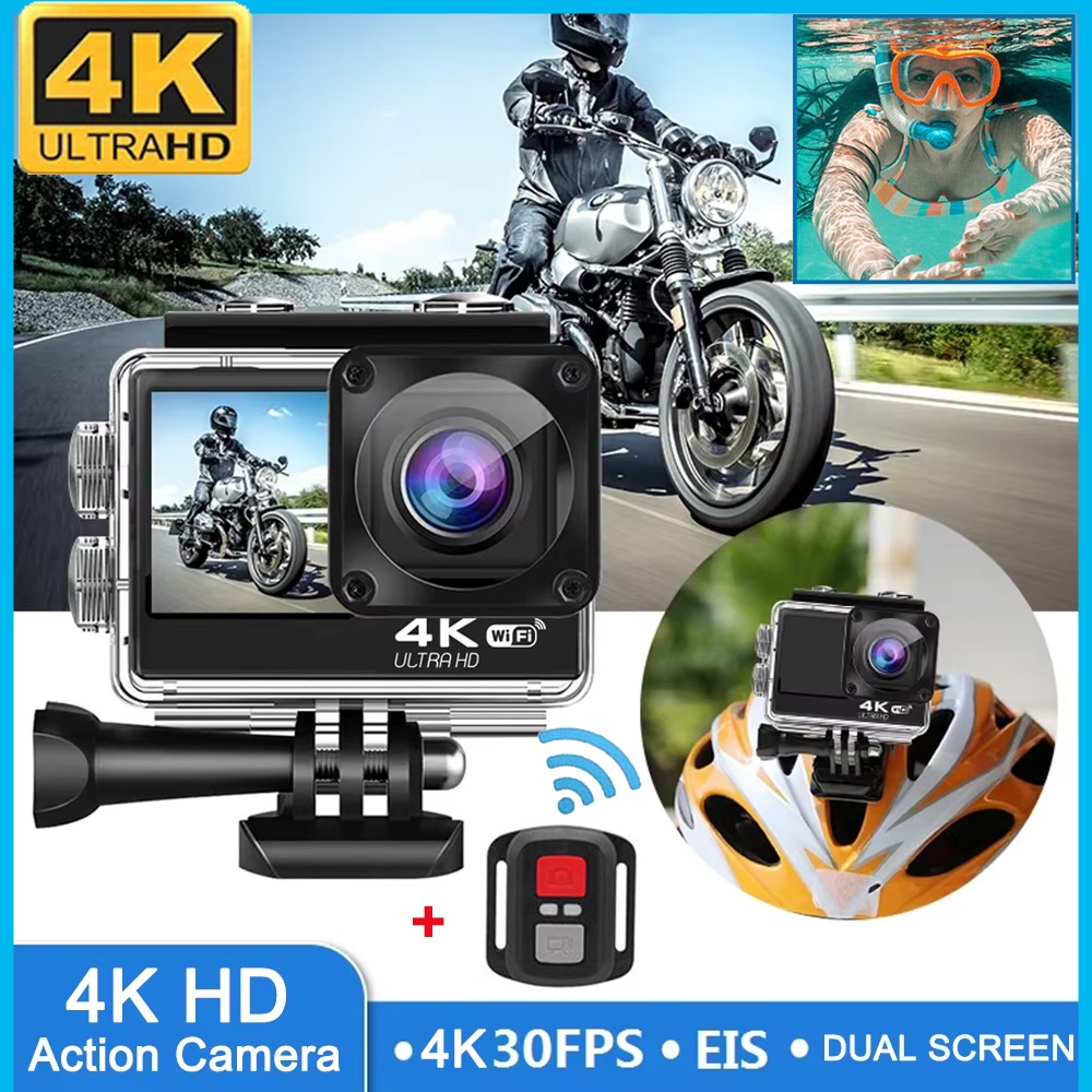 Jual 128Gb/64Gb 4K 60Fps Action Camera Dual Screen Wifi Bicycle ...