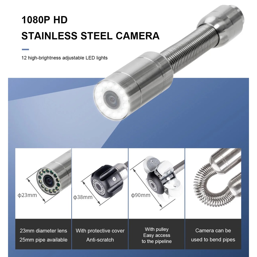 Jual HD Well Pipe Inspection Video Camera Head Drain Sewer Pipeline ...