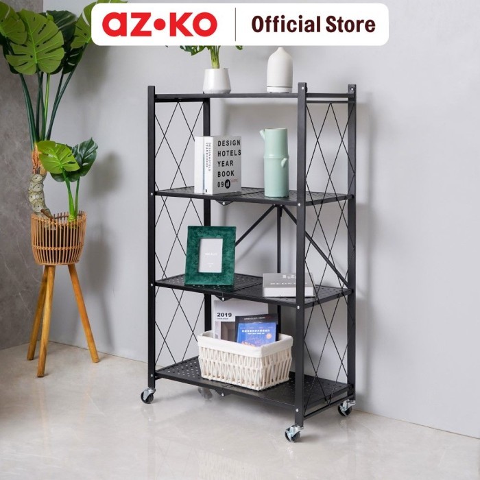 Jual AZKO Stora Rak Penyimpanan 4 Tingkat Foldable - Hitam | Shopee ...