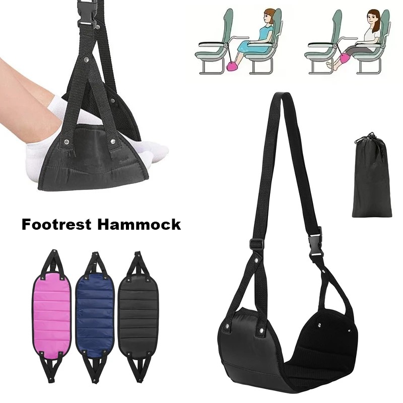 Jual Portable Adjustable Footrest Hammock For Airplane Bus Train Office ...