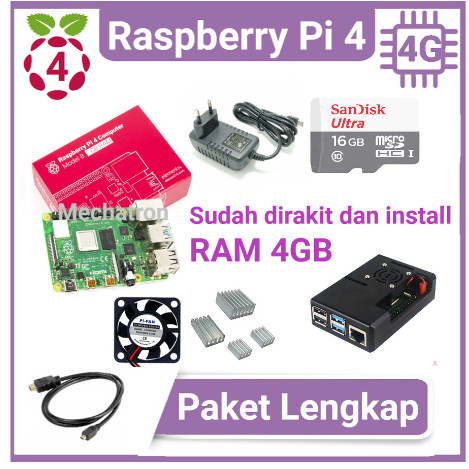 Jual Raspberry Pi 4 model B 4GB Paket Lengkap Siap Pakai UK Pi4 4 GB ...