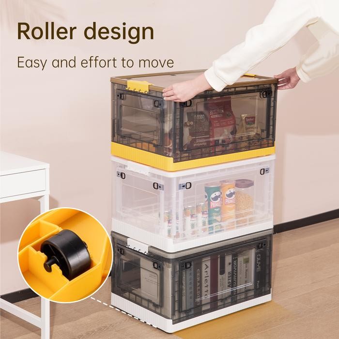 Jual Vusign Foldable Storage Box Plastik Lipat Transparan Beroda VS48X ...