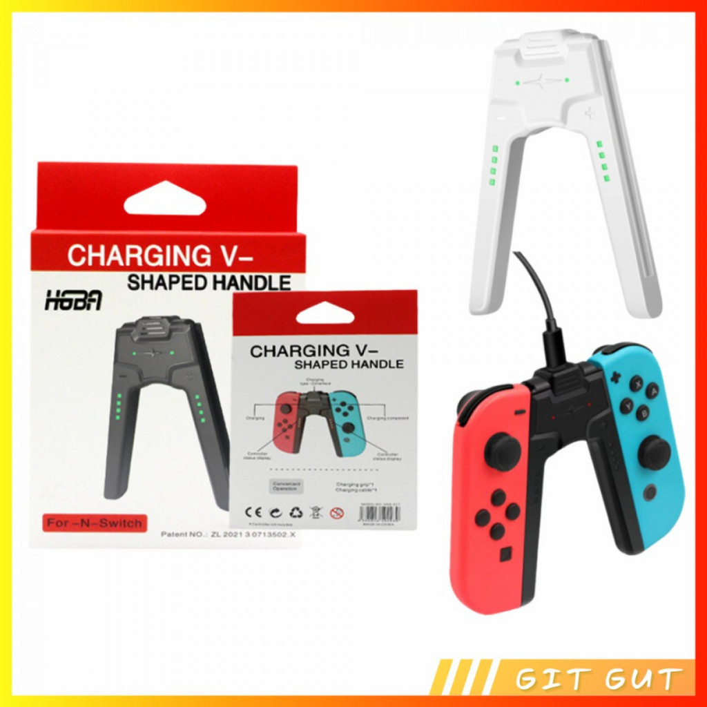 Jual Nintendo Switch Charging V Shaped Joycon Controller Grip Charger ...
