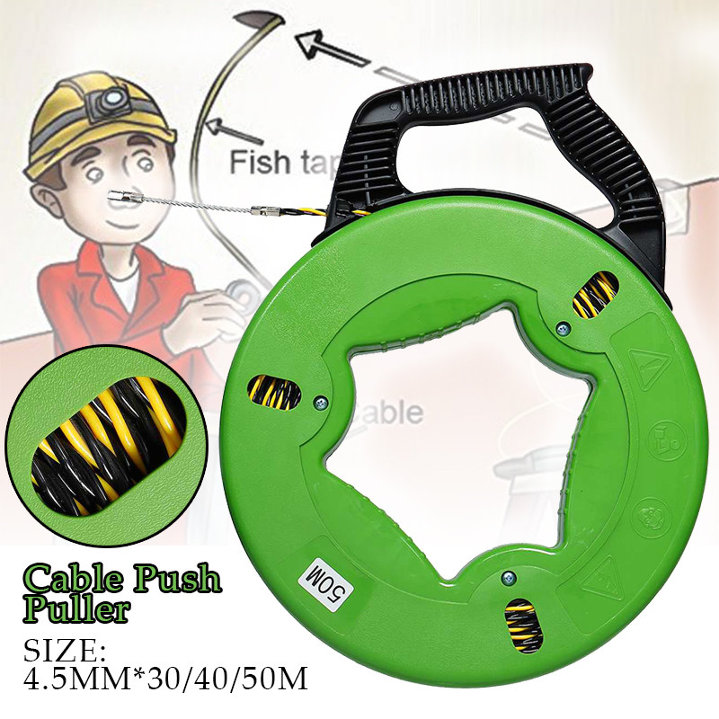 Jual 4.5mm 30/40/50M Cable Puller Fiberglass Fish Tape Reel Puller ...
