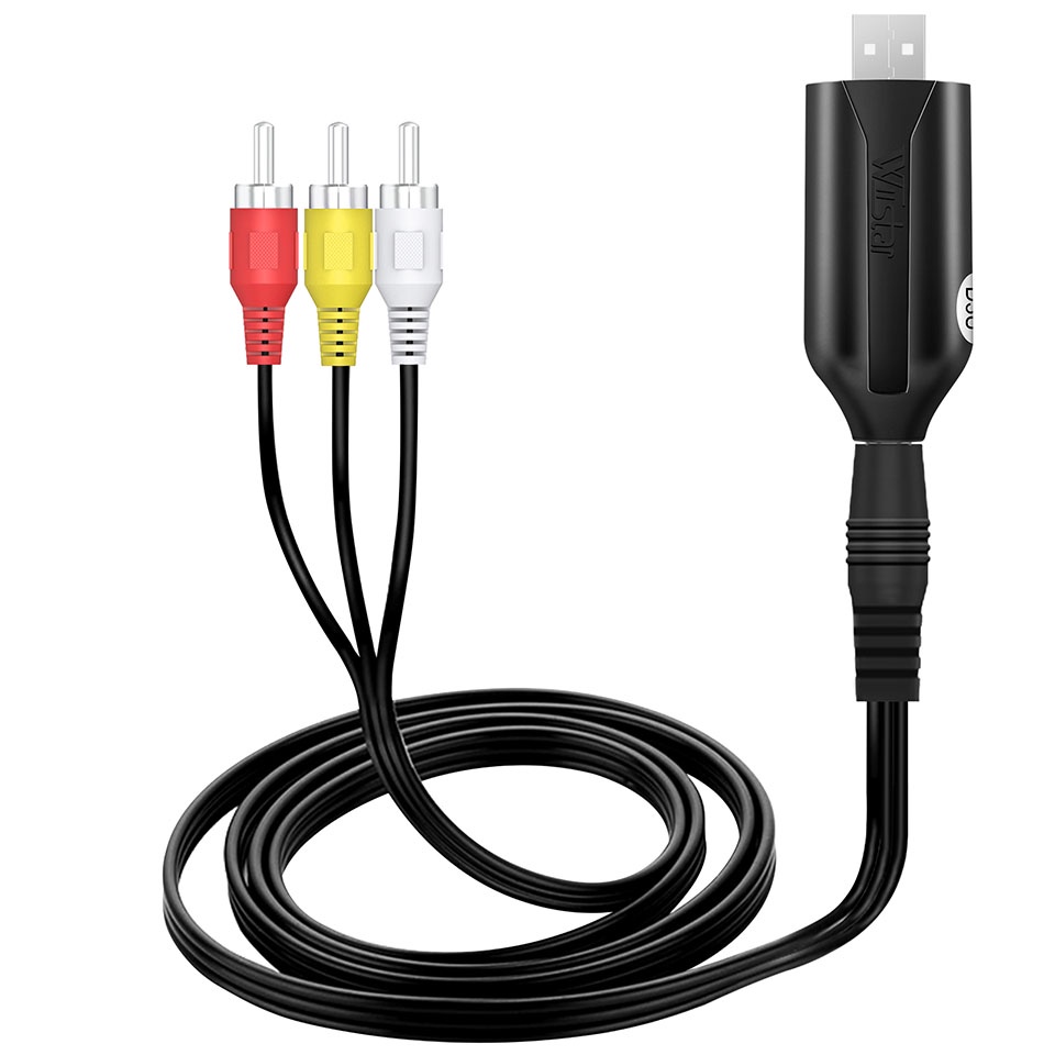 XMSJSIY Cavo USB a RCA USB A 2.0 a 3 RCA Jack Video Audio AV Composite Capture Card Splitter Cavo adattatore per TV/PC - 1.5m (USB Male to 3RCA Male
