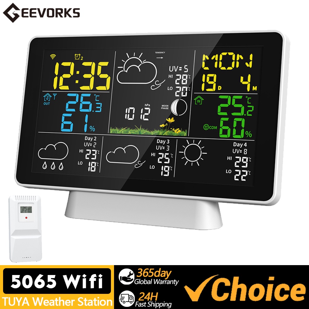 Jual WiFi Color Screen Smart Weather Station Temperature and Humidity ...