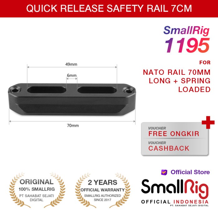 Jual JAYAmart- SmallRig Quick Release Safety Nato Rail 70mm Long ...