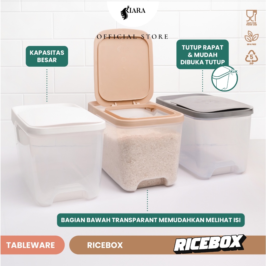 Jual Baru Kiara Houseware Rice Box 5Kg & 10 Kg Tempat Beras Penyimpanan ...
