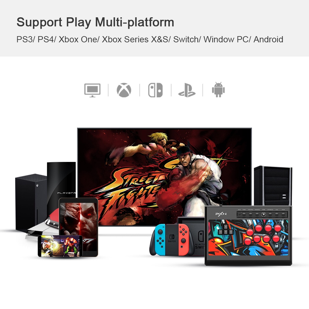 Jual Pxn X8 Keyboard Wired Arcade Fight Stick For Pc/Android Tv/Ps3/Ps4 ...