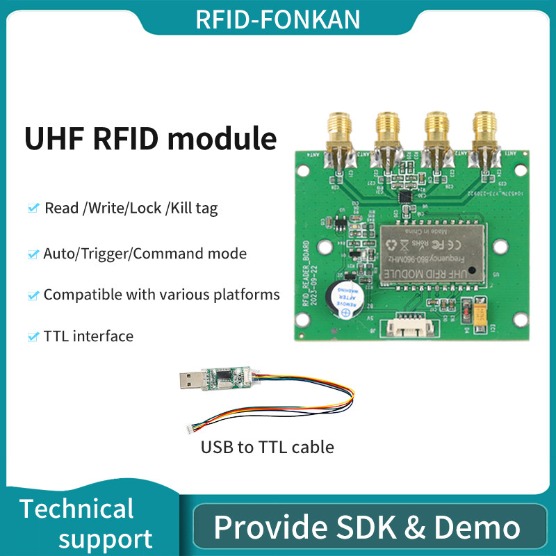 Jual UHF RFID 4 Port Reader Module 860-960Mhz TTL/RS232 Interface ...