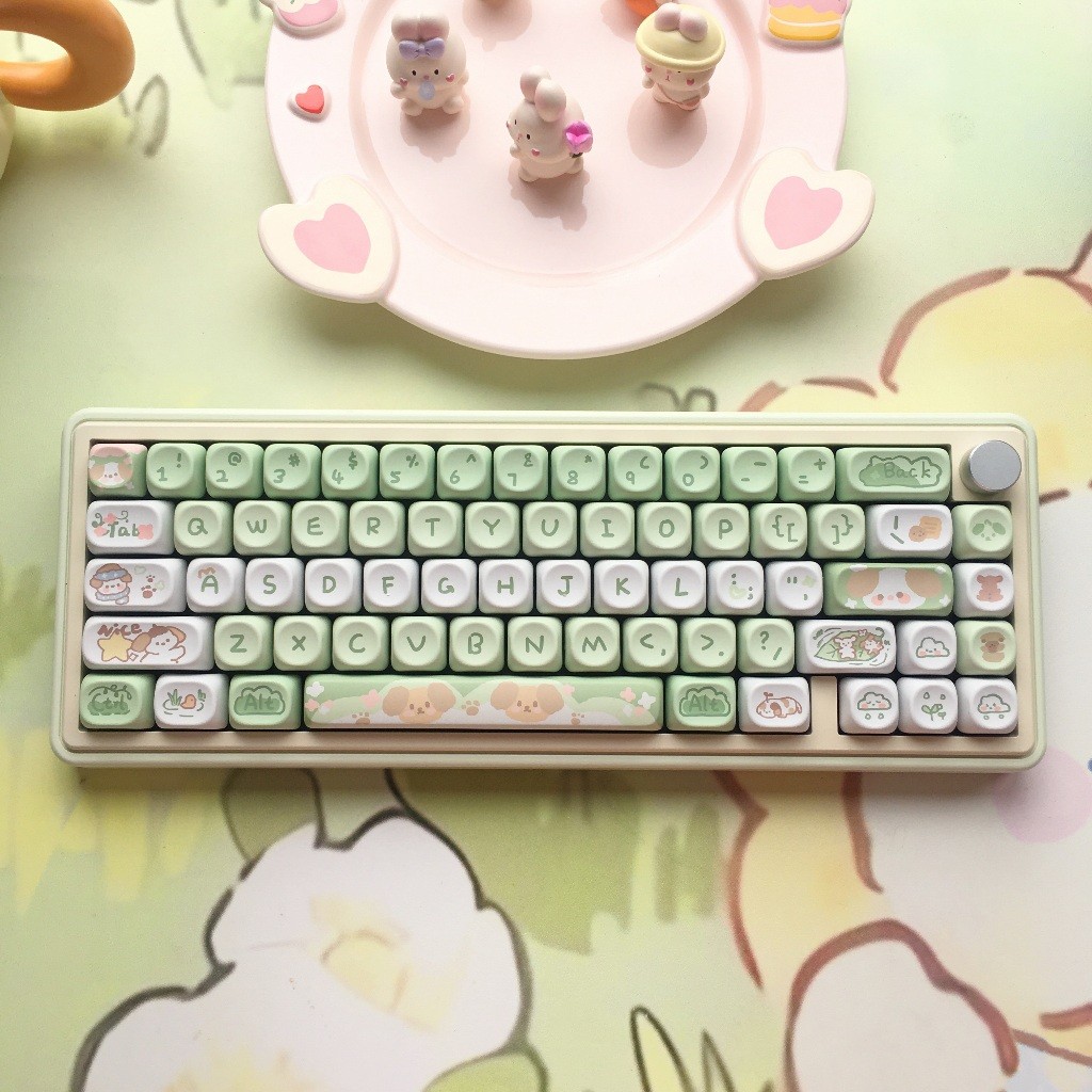 Jual ZIFRIEND Matcha Dog Keycaps PBT Dye-sublimated MOA Height 95 Keys ...