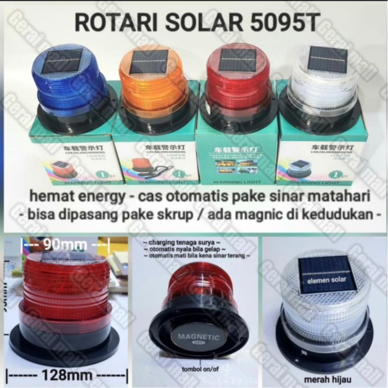 Jual Lampu Rotari Warning Light Solar Cell Panel Surya Lampu Led Rotary ...