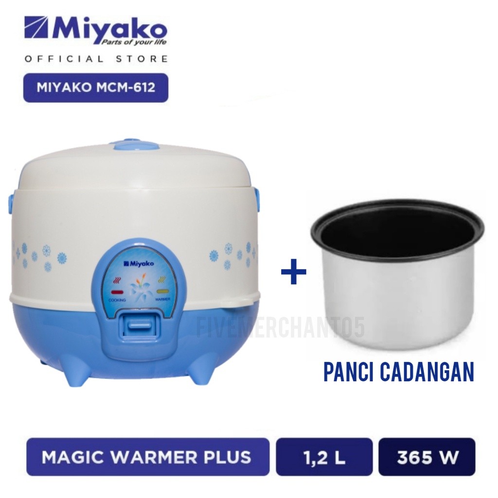 Jual Rice Cooker Mini Miyako MCM 612 1,2 Liter Magic Com Miyako 612 ...