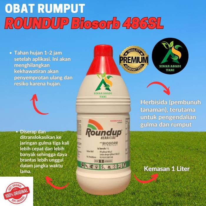 Jual Roundup 486 SL Obat Rumput Liar / Gulma ( Herbisida ) 1 Liter ...
