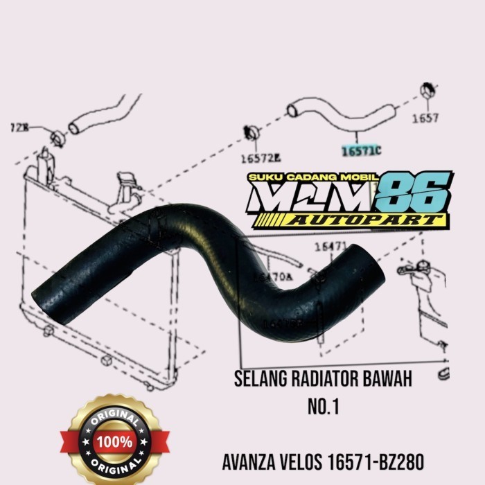Jual Selang radiator atas toyota avanza veloz 16572-bz280 original ...