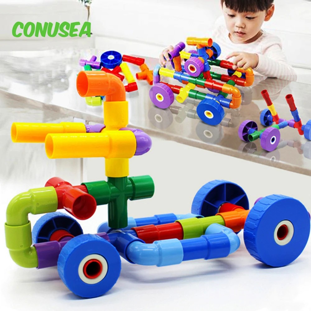 Jual Diy Marble Run Water Pipe Blocks Race Building Bricks 3D ildren ...