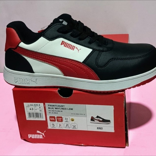 Jual Sepatu Safety Puma Frontcourt Black/White/Red Low Import Original ...