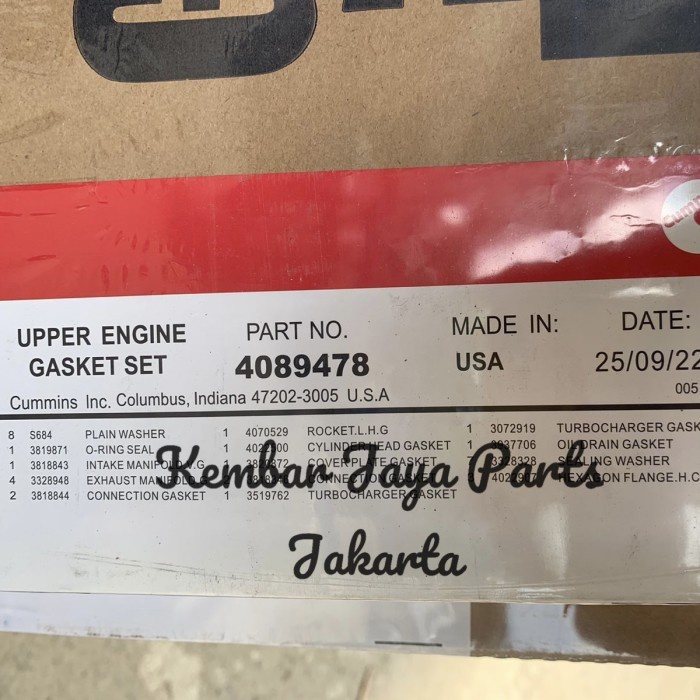 Jual 4089478 Gasket Kit Upper M11 Ism11 Qsm11 L10 Brand Cummin Oem Non ...