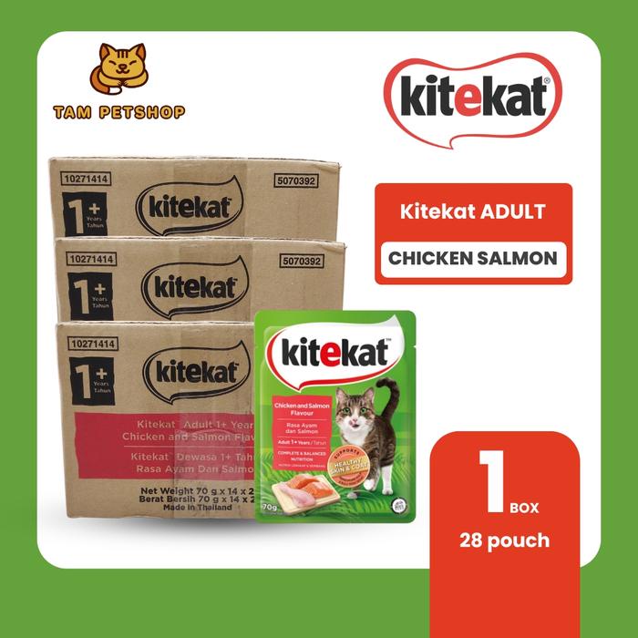Jual Pet- BOX Kitekat Adult Chicken Salmon Makanan Kucing Basah Pouch ...