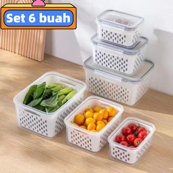 Jual food container/kotak penyimpanan kulkas dengan saringan box ...
