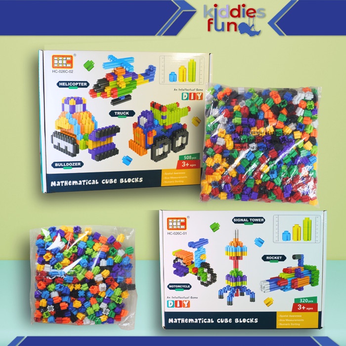 Jual TERBARU! Math Link Cube Blocks Learning Set 320/508Pcs Building ...