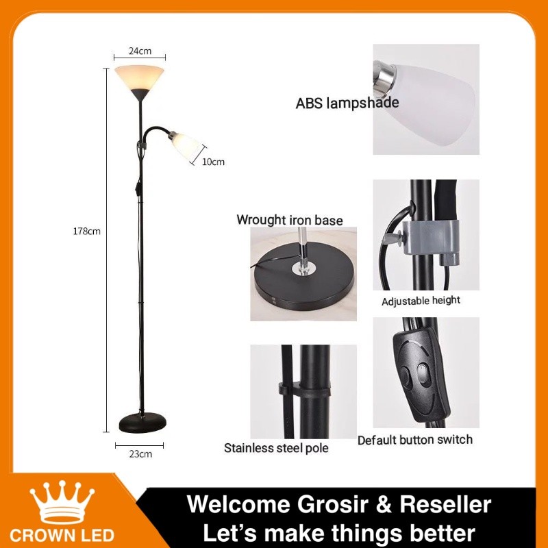 Jual Ruparupa Craft Lampu Meja Stand Lampu Lantai Berdiri Double Lamp ...