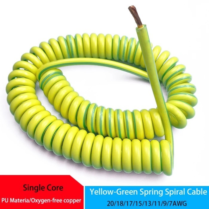 Jual Spring Spiral Cable Yellow-Green Ground Wire Single Core | Shopee ...