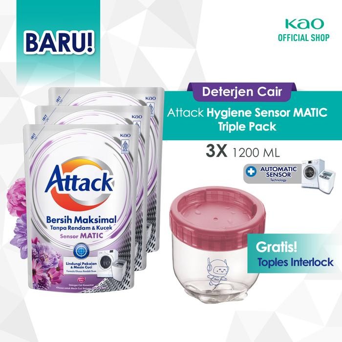 Jual Attack Sensor Matic 1200ml Triplepack + Gift - Deterjen Mesin Cuci ...