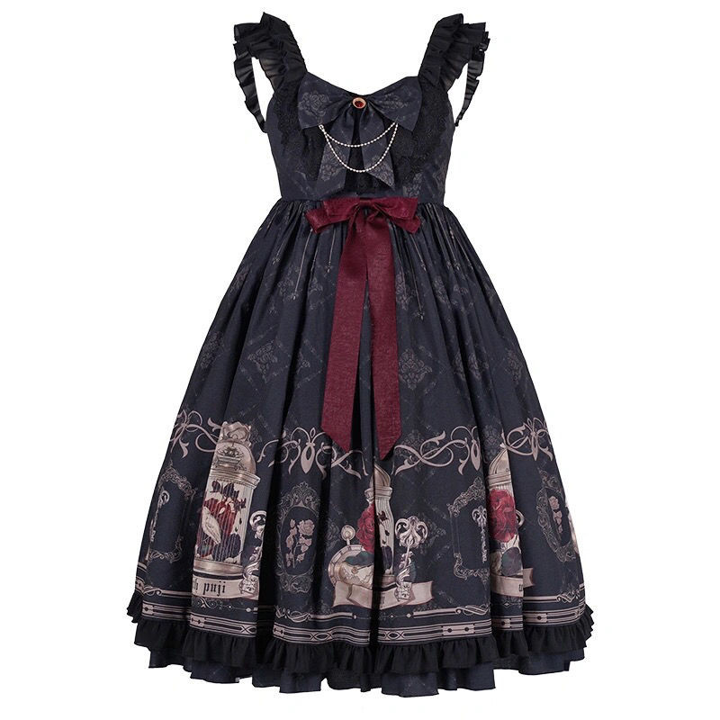 Jual Dark Style Gothic Lolita Jsk Nightingale And Rose Vintage Women ...