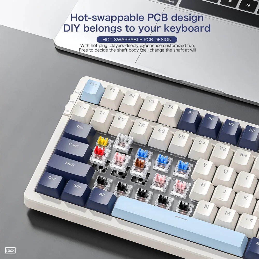 Jual K8 100 Key Wireless Mechanical Keyboard Tri-mode Connection,Full ...