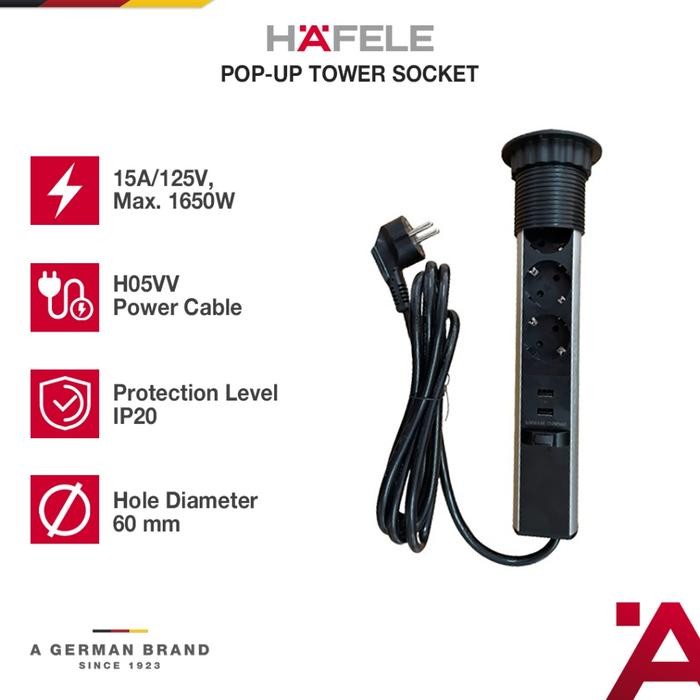 Jual TERBARU Hafele Pop-Up Tower Socket - Colokan Listrik - 60 mm BISA ...