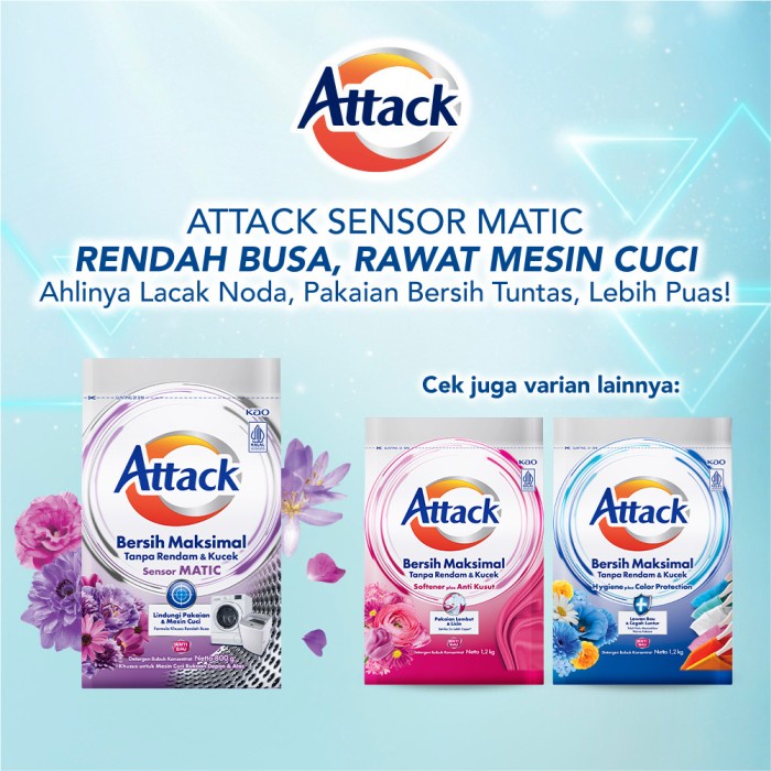 Jual Attack Sensor Matic 800gr - Deterjen Bubuk Untuk Mesin Cuci ...