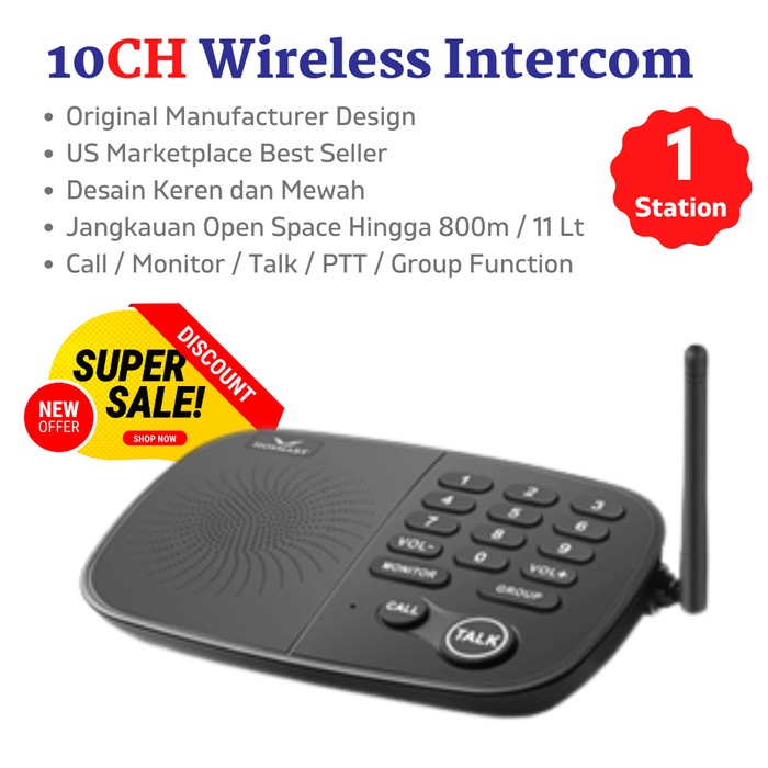 Jual Home Smart Wireless Intercom FM 6CH Interkom Interphone HY810A 1 ...